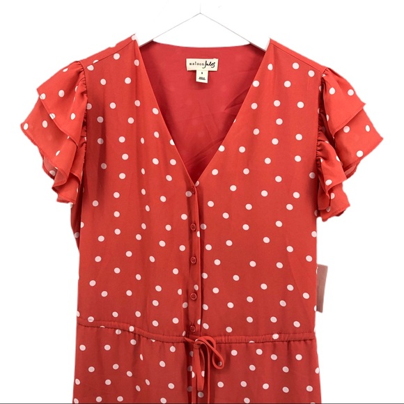 Maison Jules Pink & White Polkadot Romper, NWT - Picture 2 of 8